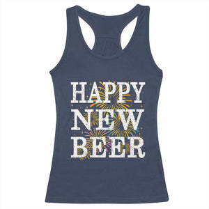 Funny Happy New Beer New Year Racerback Tank Top NYE Party Beer Lover Firework TS11 Navy Print Your Wear