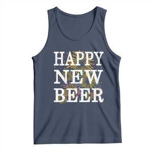 Funny Happy New Beer New Year Tank Top NYE Party Beer Lover Firework TS11 Navy Print Your Wear