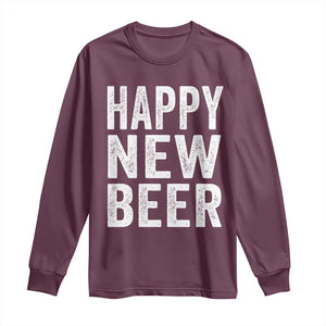 Funny Happy New Beers New Year Long Sleeve Shirt NYE Party Beer Lover TS11 Maroon Print Your Wear