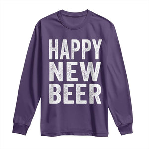 Funny Happy New Beers New Year Long Sleeve Shirt NYE Party Beer Lover TS11 Purple Print Your Wear