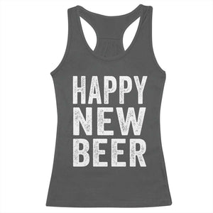 Funny Happy New Beers New Year Racerback Tank Top NYE Party Beer Lover TS11 Dark Heather Print Your Wear