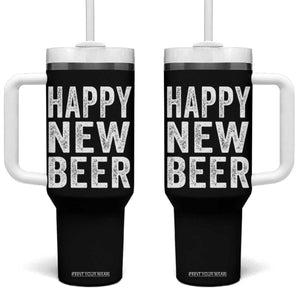 Funny Happy New Beers New Year Tumbler With Handle NYE Party Beer Lover TS11 One Size: 40 oz Black Print Your Wear