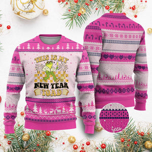 Funny New Years Eve Ugly Christmas Sweater This Is My New Year Toad Frog Pun TS11 Hot Pink Print Your Wear