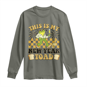 Funny New Years Eve Long Sleeve Shirt This Is My New Year Toad Frog Pun TS11 Military Green Print Your Wear