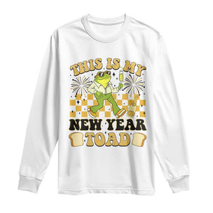 Funny New Years Eve Long Sleeve Shirt This Is My New Year Toad Frog Pun TS11 White Print Your Wear