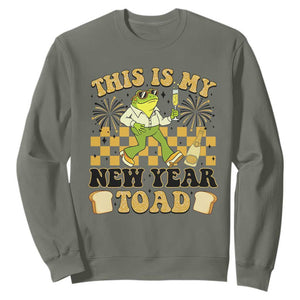 Funny New Years Eve Sweatshirt This Is My New Year Toad Frog Pun TS11 Military Green Print Your Wear
