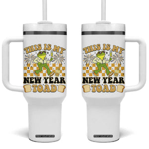 Funny New Years Eve Tumbler With Handle This Is My New Year Toad Frog Pun TS11 One Size: 40 oz White Print Your Wear