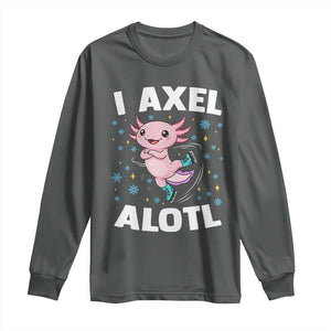 Funny Axolotl Ice Skating Long Sleeve Shirt I Axel Alotl Winter Sport TS11 Dark Heather Print Your Wear
