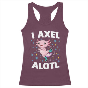 Funny Axolotl Ice Skating Racerback Tank Top I Axel Alotl Winter Sport TS11 Maroon Print Your Wear