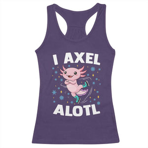 Funny Axolotl Ice Skating Racerback Tank Top I Axel Alotl Winter Sport TS11 Purple Print Your Wear