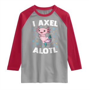 Funny Axolotl Ice Skating Raglan Shirt I Axel Alotl Winter Sport TS11 Sport Gray Red Print Your Wear