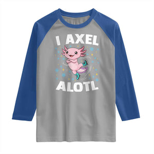 Funny Axolotl Ice Skating Raglan Shirt I Axel Alotl Winter Sport TS11 Sport Gray Royal Print Your Wear
