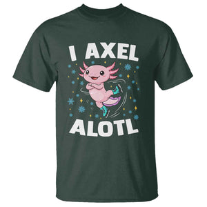 Funny Axolotl Ice Skating T Shirt I Axel Alotl Winter Sport TS11 Dark Forest Green Print Your Wear
