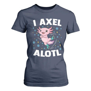 Funny Axolotl Ice Skating T Shirt For Women I Axel Alotl Winter Sport TS11 Navy Print Your Wear
