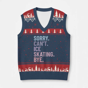 Sorry Cant Ice Skating Bye V-Neck Knit Sweater Vest Funny Ice Skating Lovers TS11 Navy Red Print Your Wear