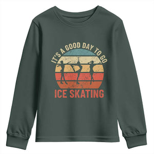 Funny It's A Good Day To Go Ice Skating Youth Sweatshirt TS11 Dark Forest Green Print Your Wear