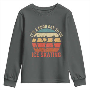 Funny It's A Good Day To Go Ice Skating Youth Sweatshirt TS11 Dark Heather Print Your Wear