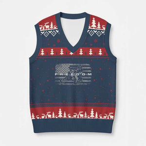 American Flag Snowmobile Freedom Winter Sport V-Neck Knit Sweater Vest TS11 Navy Red Print Your Wear
