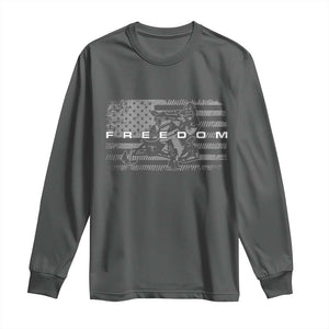 American Flag Snowmobile Freedom Winter Sport Long Sleeve Shirt TS11 Dark Heather Print Your Wear