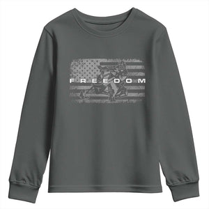 American Flag Snowmobile Freedom Winter Sport Youth Sweatshirt TS11 Dark Heather Print Your Wear