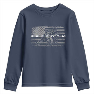 American Flag Snowmobile Freedom Winter Sport Youth Sweatshirt TS11 Navy Print Your Wear