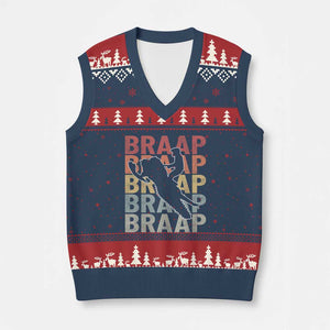 Snowmobile Braaap V-Neck Knit Sweater Vest Retro Snowcross Snow Sled Winter Sport TS11 Navy Red Print Your Wear