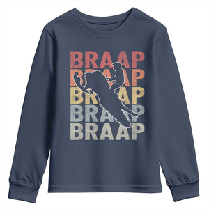 Snowmobile Braaap Youth Sweatshirt Retro Snowcross Snow Sled Winter Sport TS11 Navy Print Your Wear