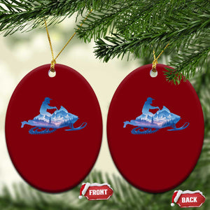 Snowmobile Snow Mountain Forest Snowmobiling Winter Sport Ceramic Ornament TS11 Print Your Wear