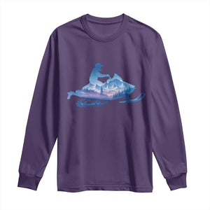 Snowmobile Snow Mountain Forest Snowmobiling Winter Sport Long Sleeve Shirt TS11 Purple Print Your Wear