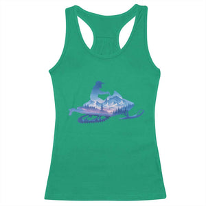 Snowmobile Snow Mountain Forest Snowmobiling Winter Sport Racerback Tank Top TS11 Irish Green Print Your Wear