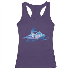 Snowmobile Snow Mountain Forest Snowmobiling Winter Sport Racerback Tank Top TS11 Purple Print Your Wear