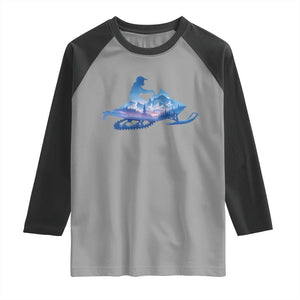 Snowmobile Snow Mountain Forest Snowmobiling Winter Sport Raglan Shirt TS11 Sport Gray Black Print Your Wear