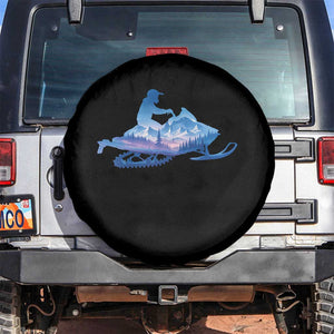 Snowmobile Snow Mountain Forest Snowmobiling Winter Sport Spare Tire Cover TS11 No hole Black Print Your Wear