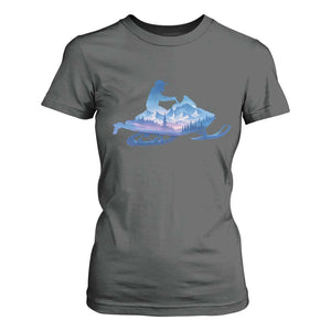 Snowmobile Snow Mountain Forest Snowmobiling Winter Sport T Shirt For Women TS11 Dark Heather Print Your Wear