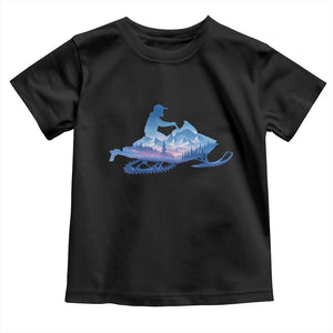 Snowmobile Snow Mountain Forest Snowmobiling Winter Sport Toddler T Shirt TS11 Black Print Your Wear