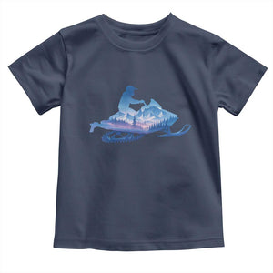 Snowmobile Snow Mountain Forest Snowmobiling Winter Sport Toddler T Shirt TS11 Navy Print Your Wear