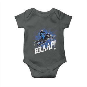 Snowmobile Braaap Baby Onesie Snowcross Snow Sled Extreme Outdoor Winter Sports TS11 Dark Heather Print Your Wear
