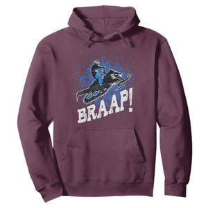 Snowmobile Braaap Hoodie Snowcross Snow Sled Extreme Outdoor Winter Sports TS11 Maroon Print Your Wear