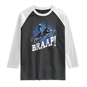 Snowmobile Braaap Raglan Shirt Snowcross Snow Sled Extreme Outdoor Winter Sports TS11 Black White Print Your Wear