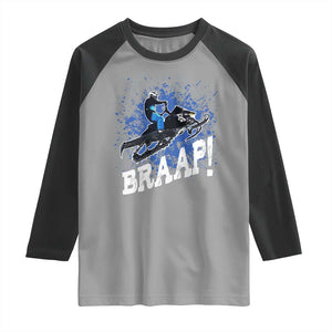 Snowmobile Braaap Raglan Shirt Snowcross Snow Sled Extreme Outdoor Winter Sports TS11 Sport Gray Black Print Your Wear