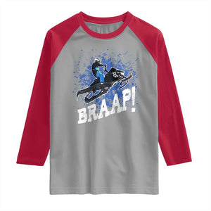 Snowmobile Braaap Raglan Shirt Snowcross Snow Sled Extreme Outdoor Winter Sports TS11 Sport Gray Red Print Your Wear