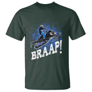 Snowmobile Braaap T Shirt Snowcross Snow Sled Extreme Outdoor Winter Sports TS11 Dark Forest Green Print Your Wear