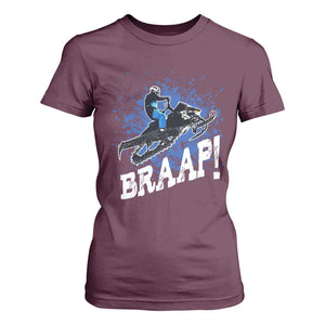 Snowmobile Braaap T Shirt For Women Snowcross Snow Sled Extreme Outdoor Winter Sports TS11 Maroon Print Your Wear