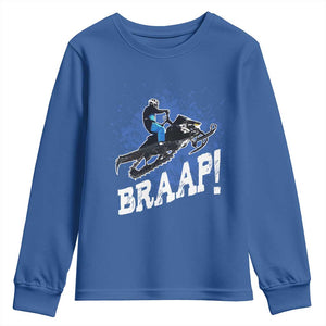 Snowmobile Braaap Youth Sweatshirt Snowcross Snow Sled Extreme Outdoor Winter Sports TS11 Royal Blue Print Your Wear