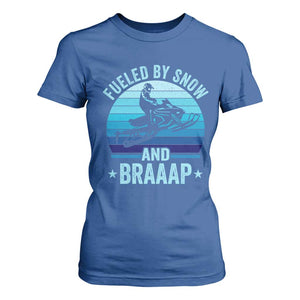 Funny Snowmobile T Shirt For Women Fueled By Snow And Braaap Winter Sports TS11 Royal Blue Print Your Wear