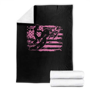 Snowmobile Snowcross Girls Pink American Flag Throw Blanket TS11 Black Print Your Wear