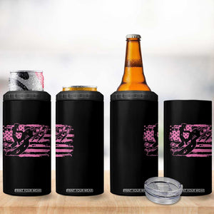 Snowmobile Snowcross Girls Pink American Flag 4 in 1 Can Cooler Tumbler TS11 Print Your Wear