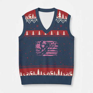 Snowmobile Snowcross Girls Pink American Flag V-Neck Knit Sweater Vest TS11 Navy Red Print Your Wear