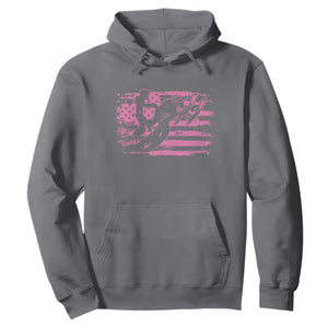 Snowmobile Snowcross Girls Pink American Flag Hoodie TS11 Charcoal Print Your Wear