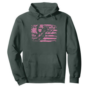 Snowmobile Snowcross Girls Pink American Flag Hoodie TS11 Dark Forest Green Print Your Wear